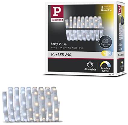 Paulmann 79879 LED Stripe MaxLED 250 2,5m Tunable White IP44 Protect Cover incl. 1x8,8 Watt Stripe Strip Lichtband 2700 K