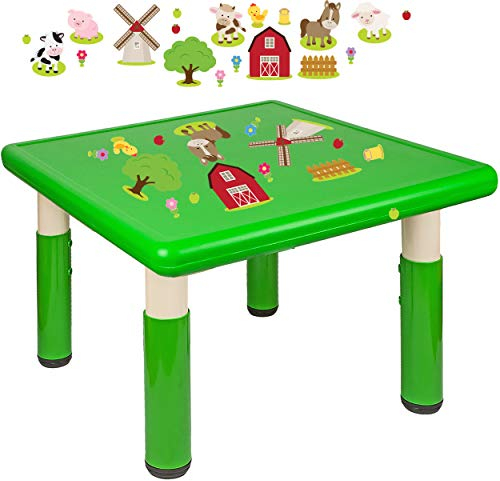 alles-meine.de GmbH Kindertisch/Tisch - höhenverstellbar - Größen & Motiv & Farbwahl - Bauernhof Tiere/grün - 1 bis 8 Jahre - Plastik - für INNEN & AUßEN - Kindermöbel - für ..