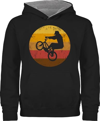 Pullover Kinder Hoodie Jungen Mädchen - Sport Kleidung - Radsport Geschenk BMX Fahrer Geschenk Radfahrer I - 116 (5/6 Jahre) - Schwarz/Grau meliert - outfits 25. geburtstag rad kinderhoodie mtb