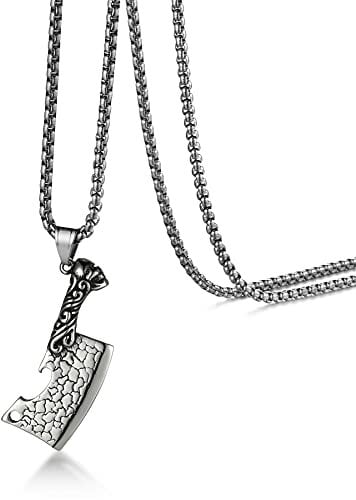 Flongo Men's Knife Pendant Necklace for Men Beer Bottle Opener Necklace, Biker Punk Rock Jewelry Accessories
