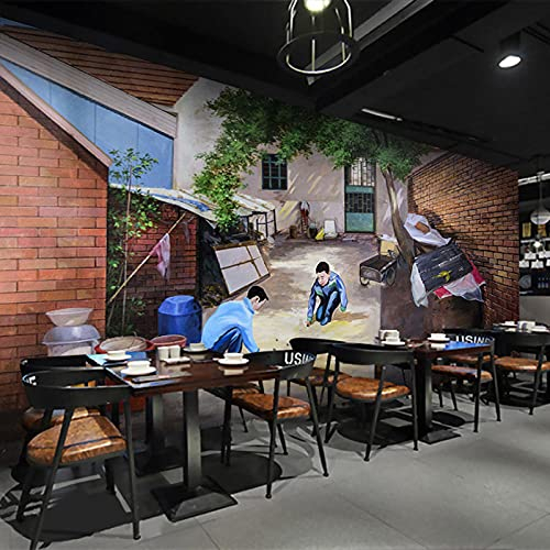 Retro Nostalgic 80s Wallpaper Childhood Mural skewers Barbecue on The Side of The Road Spicy bar Restaurant wallpaper-400cmx280cm