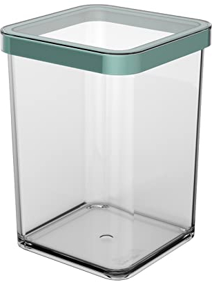Rotho Loft quadratische Vorratsdose 1l mit Deckel und Dichtung, Kunststoff (SAN) BPA-frei, türkis/transparent, 1l (10.0 x 10.0 x 14.2 cm)