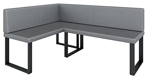 Eckbank Akiko Metal - Eckbankgruppe für Ihrem Esszimmer, Küche modern, Sitzecke, Essecke. Perfekt für Küche, Büro und Rezeption. Solide und Starke Verarbeitung. (Soft 29, 142x196cm Links)