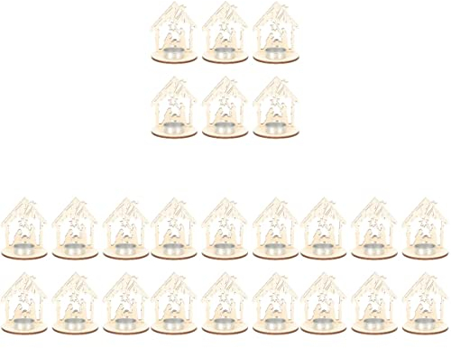 Garneck 24 STK Kerzenhalter Aus Holz Kerzenständer Aus Holz Stumpenkerzen Stehen Kerzenregal Aus Holz Jesus Religiöse Geschenke Exquisiter Kerzenhalter Ornamente Eisen Weihnachten
