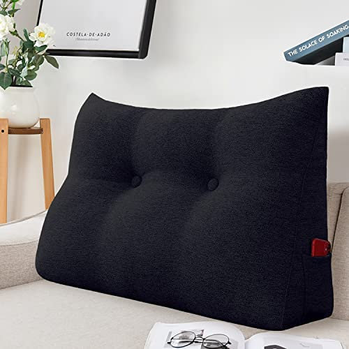 Johnear Rückenkissen Keilkissen Bett Lesekissen,Rückenlehne Kissen für Sofa Lendenkissen Bettkopfteil, Großes Dreieckige Bettkeil Bücherkissen Stützkissen (Dunkelgrau,60cm)