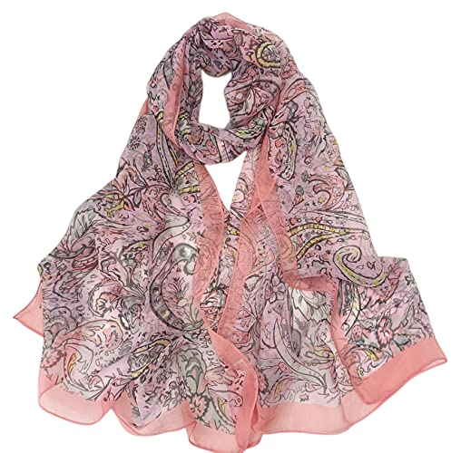 FAIRYGATE Schals für Damen Seidentuch Schal Damen Tuch Damen Chiffon Seidenschals Eleganter Modischer Weicher Leichter Loop Damenschal Seidentuch Langer Geeignet für Alle Jahreszeiten 62020