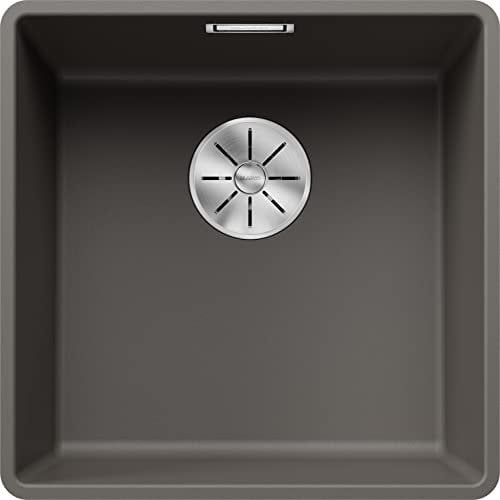 BLANCO SUBLINE 400-F | SILGRANIT Volkangrau | Einbauart: Flächenbündig | sin desagüe | 50er Unterschrank | Gran volumen de la cuenca para un uso óptimo | Reinigungsfreundliche Öberfläche