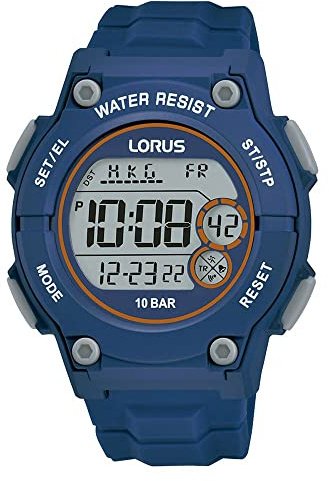 Lorus R2331PX9 Men's Digital Quartz Watch with Silicone Strap, Blue