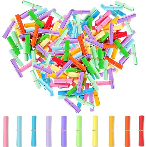 luckaide Lose Tombola 200 Stück, Bunt Gemischt Tombola Lose, Lose zum Selber Beschriften, Lose für Tombola, Bunte Kleine Zettel Beschriften, für Kindergeburtstag, Jubiläum, Valentinstag