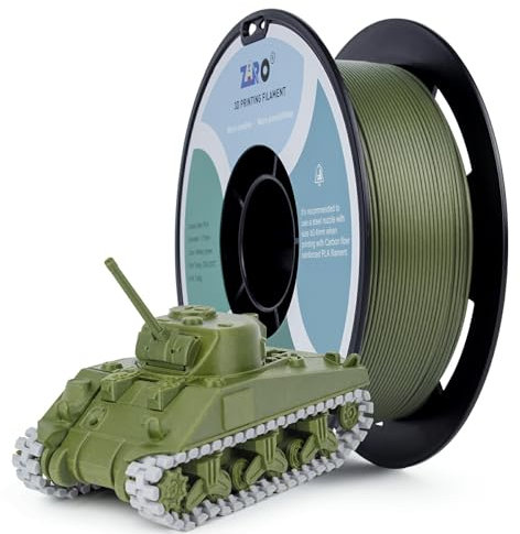 ZIRO PLA Kohlefaser 1.75mm 3D Drucker Filament, Carbon Fiber PLA 1.75mm 0.8kg Spule - Militärgrün