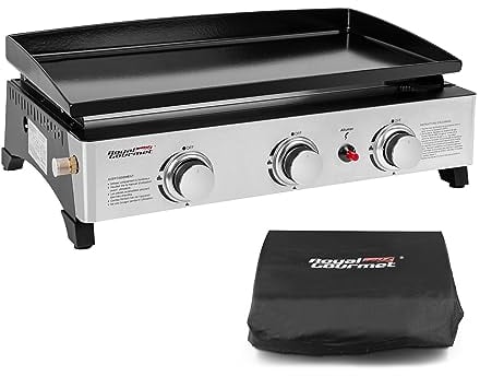 Royal Gourmet - Plancha de Gas de Acero esmaltado, 3 quemadores de Potencia 7,5 kW, Superficie de cocción 62,0 x 35,5 cm, portátil para Acampar y al Aire Libre
