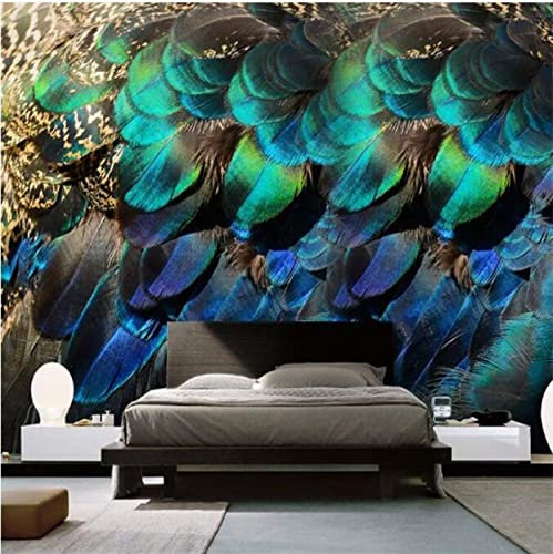 3D-Tapete, bunte Pfauenfedern, Tapete, 3D-Wohnzimmer, Schlafzimmer, Dekoration, Tapete * 300 cm x 210 cm (118,1 x 82,7 Zoll)