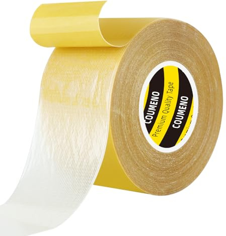 COUMENO Doppelseitiges Klebeband Extra Stark, 45mm × 10m, Teppich-Klebeband | Transparentes Doppelseitiges Gewebeband. Manuell abreiß- & rückstandslos. Wasserdichtes Montageband für Teppiche, Fotos,Wände