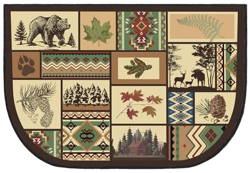 Demissle Cabin Fireplace Hearth Rug Fireplace Mats Cabin Southwestern Fireproof Rug Fire Resistant Mat for Wood Stove Floor for Kitchen Indoor Outdoor(24 x 36 Inch,Lovely)