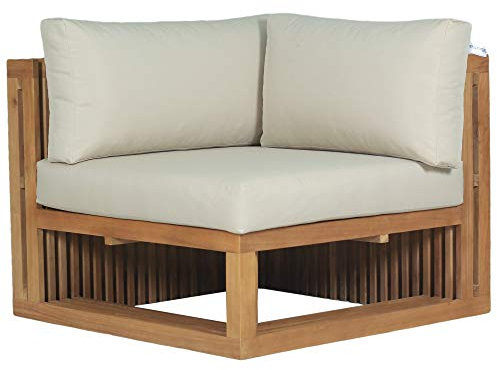 Teako Design Eckteil Outdoor Gartensofa Loppio aus Teak, Langlebige Outdoormöbel, Witterungsbeständig, Moderne Holzgartenmöbel, Komplette Eckcouch Gestaltung