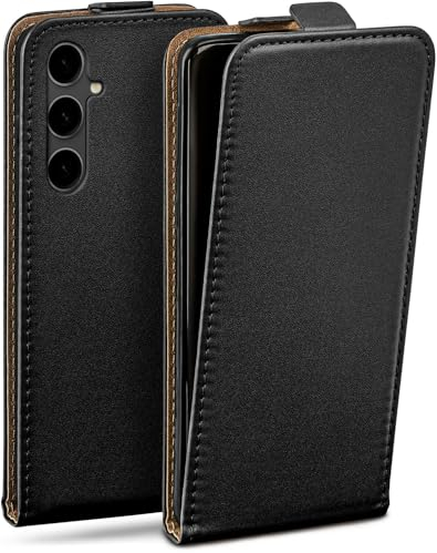 moex Flip Case für Samsung Galaxy S23 FE Hülle klappbar mit 360 Grad Schutz, Handyhülle mit Displayschutz, PU Leder Handytasche Lederhülle, Flip Case Cover Klapphülle, Schwarz
