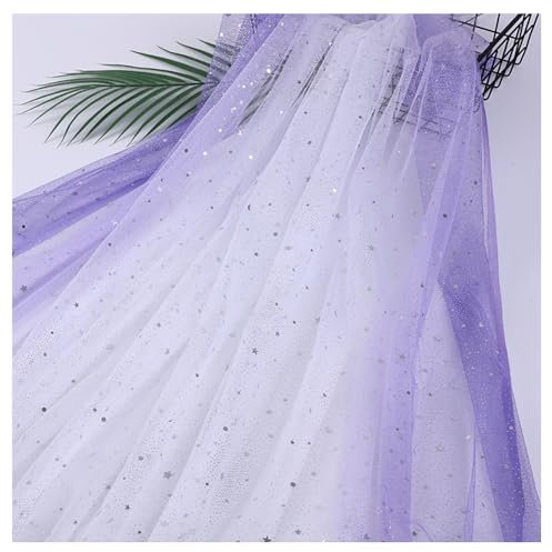 Yurosiay Tissu en tulle dégradé avec étoiles lune scintillante - Tulle à paillettes - Vendu au mètre - Ruban décoratif pour jupes tutu, bricolage, cadeau