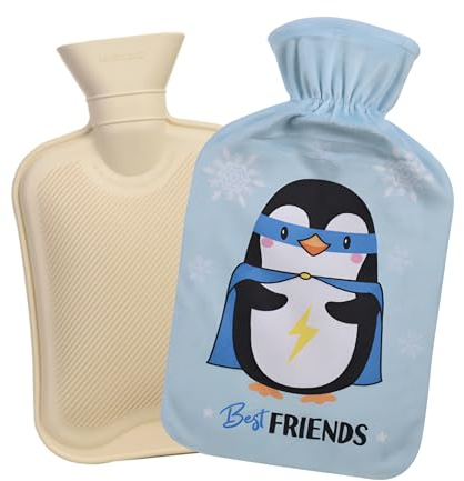 Penguin Wärmflasche 2er Stück, abnehmbare und weiche Plüsch 1L Hot Water Bottle, Wärmflasche für Schulter Nacken Rücken Taille Beine, für Erwachsene und Kinder