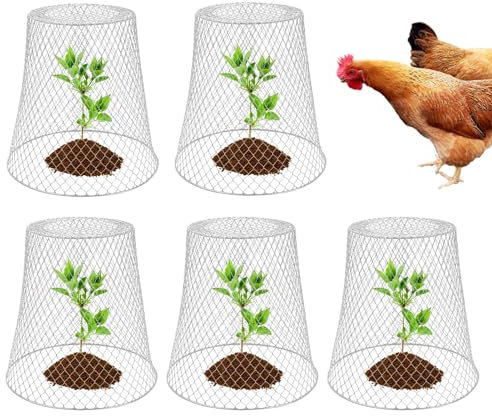 Generic Chicken Wire Cloche Plant Protector | 5 Metal Garden Cloche Dome Metal Plant Cages Protection Animal-proof Garden Mesh | 23x23x15cm/9.06x9.06x5.91 inches