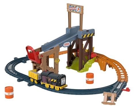Thomas & Friends batteriebetriebenes Spielzeugeisenbahn-Set Diesels Baustellen-Set mit Schienen und Fracht für Kindergartenkinder ab 3 Jahren, JBW20, [Mehrfarbig]