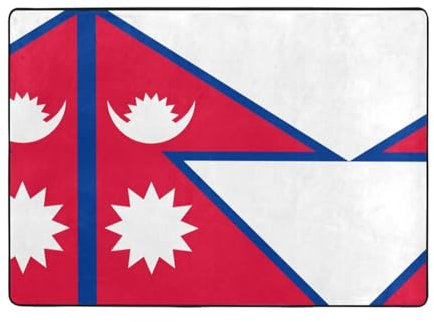 WZYWHJ Teppiche, Wohnzimmer-Fußmatten, Läufer, rutschfest, Kinderzimmermatte, Spielteppich, 203,2 x 147,3 cm, Flagge von Nepal
