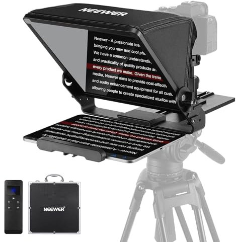 NEEWER Teleprompter with Arca Type Camera Mount, Cold Shoes, RT113 Remote Teleprompter App, Online Teaching/Vlogger/Live Streaming Prompter for iPad Tablet, Assembly Free, X12II