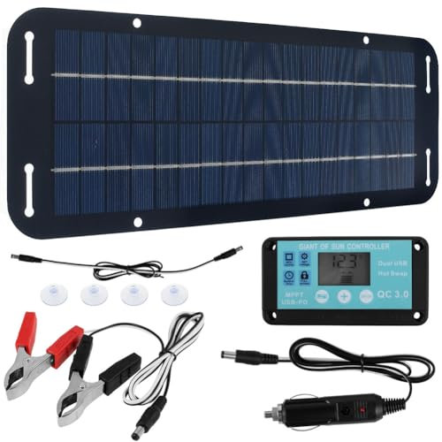 loweo Kit de Panneaux Solaires 20 W 12 V, Chargeur Solaire, Alimentation USB, Téléphone Portable, Batterie Externe Étanche pour L'Extérieur