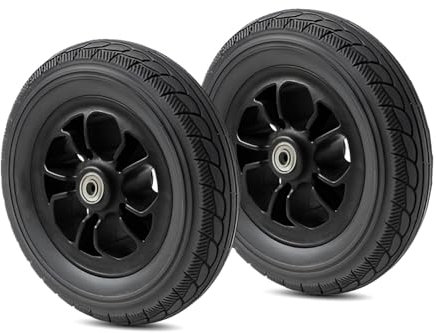 Mgiaoya Store Satz 2 Rollstuhl-Vorderräder Ersatz 8 Zoll, 200 × 45-110 Polyurethan-Räder mit Metalllager, Vollgummi-Ersatzreifen