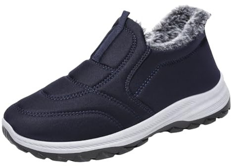 Mens Snow Boots Warm Ankle Booties Short Low Outdoor Boots Hiking Trekking Skiing Shoes Lightweight Slip-Resistant Shoe Lined Fur Orthoboots Backpacking Fuzzy Winterboots