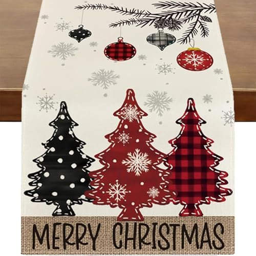 Scinzene Tischläufer Weihnachten 183cm*33cm, Weihnachtsdeko Tisch, Weihnachtstischläufer, Weihnachts Tischläufer, Weihnachten Tischläufer, Weihnachtsläufer Tisch, Weihnachtsdeko Tischläufer