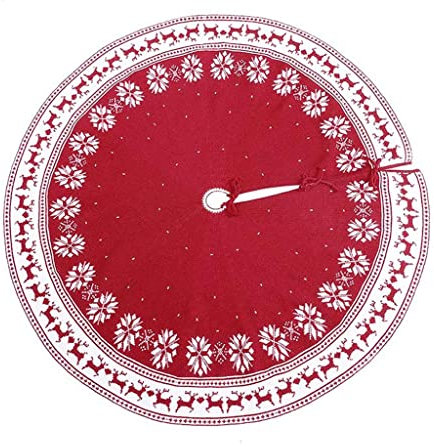 Christmas Tree Decor, Christmas Tree Skirt,Knit Red Xmas Tree Mat For Holiday Home Decor Party Christmas Decorations Christmas Party Decorations(122cm/48inch)