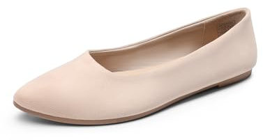 DREAM PAIRS Women's Casual Pointed Toe Ballet Comfort Soft Slip On Flats Shoes,Size 6,Nude,DWUMFA2506