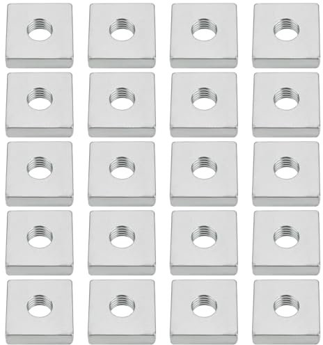 VGOL 20 dadi quadrati M8 in acciaio zincato, dadi a T, 20 x 20 x 6 mm, adatti per mobili, attrezzature edili, elettrodomestici, macchinari industriali