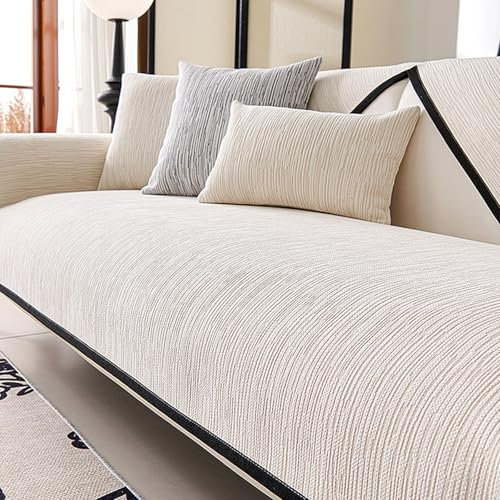 ZCXRYFL Sofabezug 1 2 3 4-Sitzer Anti Rutsch Chenille Sofaschutz Sofaschoner Hund Katze L-U-Form Eckcouch Sofa ÜBerwurf Hundedecke Leder/Holz Universal Sofa Schutzdecke Schonbezug(90X120cm,Beige)