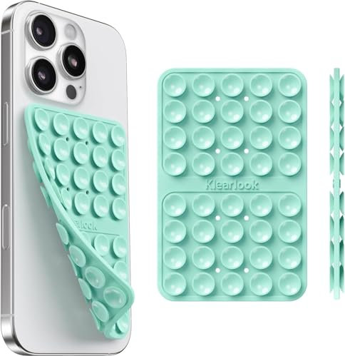 Silicone Suction Cup Phone Case Mount Double Sided - Klearlook Silicon Sticky Phone Grip with Higher Suction Power,Suction Pad Hands-Free Smartphone Accessories Holder for Selfies & Videos,Green