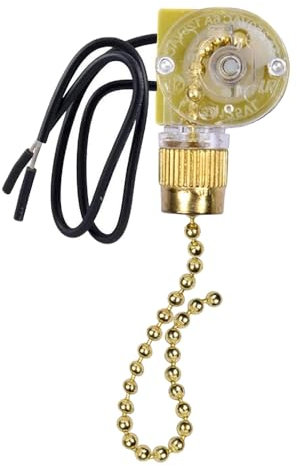 Pull Chain Switch Ceiling Fan Light Switch Dual Cord ON/Off Replacement ZE-109 for Ceiling Fan Table Lamps (Gold)