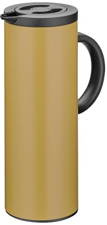 cilio Isolierkanne FIRENZE 1L, sand, Vakuum-Hartglaseinsatz, Edelstahl | Thermokanne, für heiße und kalte Getränke, 12h heiß oder 24h kalt, hochwertiger Kunststoff, 1 Liter Fassungsvermögen