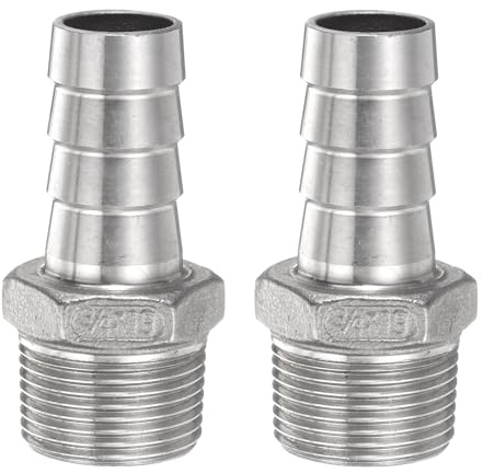 QUARKZMAN Raccord Cannelé Inox Acier 19mm Cannelé x G 3/4 Mâle 2Pcs | Tuyau Raccord Air Tuyau Cannelé Raccords Coupleur Filetage Connecteur Adaptateur pour Eau Carburant