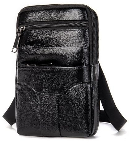 Borsa a Tracolla Uomo per Cellulare Pelle, Sacchetto Clip da Cintura Telefono, Piccola Pelle Borsa Messenger Marsupio per Smartphone Pochette a Tracolla Portafoglio Borsetta da Cintura con Moschettone