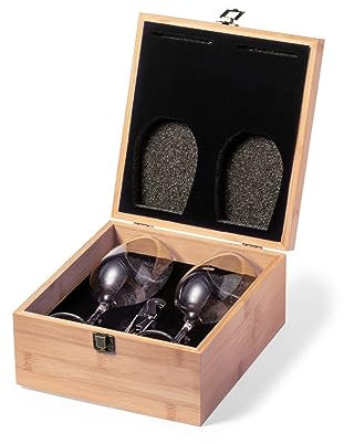 Coffret Dégustation Vin avec 2 Verres Cristal & Tire Bouchon - Etui en Bambou Personnalisé (Neider)