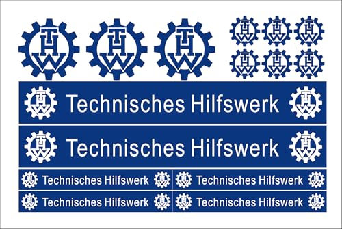 THW Aufkleber Set 15-teilig – Hochwertige Klebefolie – Für Bobby Car, Fahrrad & Helm – Perfekt für Kinder & Modellbau – Einfache Anwendung (THW)