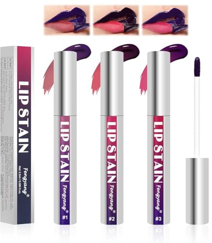 Fengyang® 3Pcs Lip Gloss Stripper Set, Matte Lip Tint Peel Off, Peel Off Lip Stain Lip Tint Set, Tattoo Magic Colour Matte Nude Lip Gloss, Durable Waterproof Peel Off Lip Liner