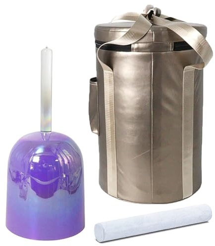 Crystal Singing Bowl Set, 432Hz,Purple Handle Crystal Singing Bowl, Quartz Chakra Colored Sound Bowl for Yoga Meditation Sound Healing, Mallet & Handle Case Included(6 inch F Note)