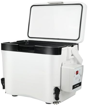 Haoguo Live Bait Cooler with Aerator 16.9Qt Fishing Bait Bucket with Rechargeable Aerator Pump, Magnetic Connection, Adjustable Height, for Outdoor Fishing, Camping, Boating