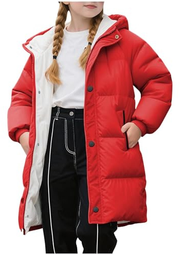 NSICBMNO Kids Girls Winter Coats Beige Winter Cycling Jacket Teddy Fleece Jacket Plus Size Puffer Jackets Medium Length Quilted Waterproof Long Coat Fur Kids Puffer Coat Brown Teddy Borg Girls