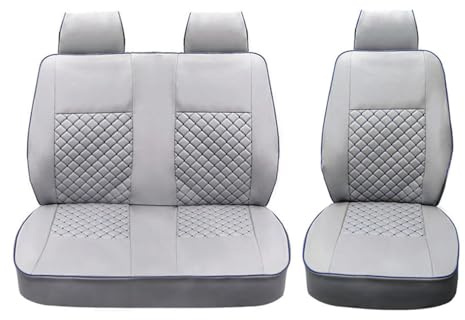 OMAC Schonbezüge Sitzbezüge für VW Transporter T5 2003-2015 Leder Grau Blau 2+1