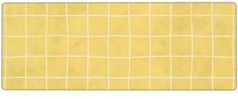 Large Gaming Mouse Pad - Yellow Hand Drawn Grid Print Rubber Base Desk Mat, Desk Pad with Stitched Edges, Mousepad for Laptop, PC Keyboard Mouse Mat for Game Work Office 12x31.5 Inch