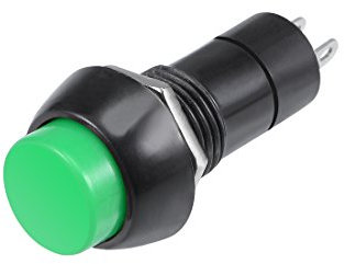 sourcing map 5pcs,12mm Interruptor pulsador redondo de enclavamiento autoblocante SPST verde 1 NO 1 NC