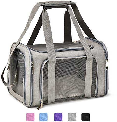 Henkelion Cat Carriers Dog Carrier Pet Carrier For Small / Medium Cats Dogs Puppies (Up To 15lbs), TSA Airline Approved Small Dog Carrier Soft Sided, Collapsible Waterproof Travel Puppy Carrier - Grey