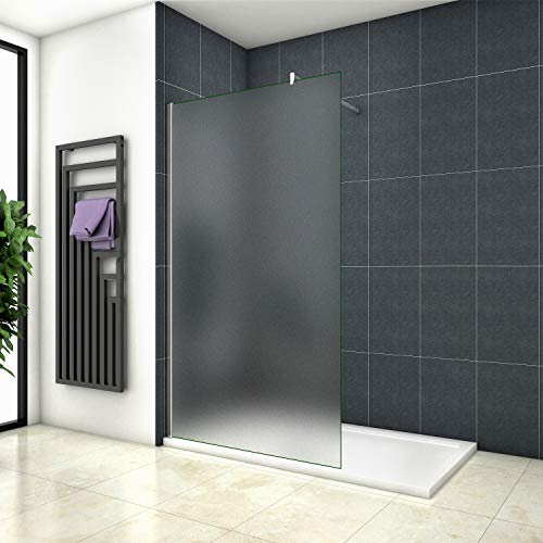 Aica Sanitär Duschwand Walk In Dusche 140cm Duschabtrennung 10mm NANO Milchglas Glas Duschtrennwand 200cm Höhe Splitterschutzfolie